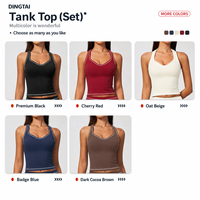 Ensemble de yoga deux pièces pour femme, col halter en V, color block, avec leggings respirants extensibles dans les quatre sens, effet push-up et contrôle du ventre, longueur mollet, pour la gym