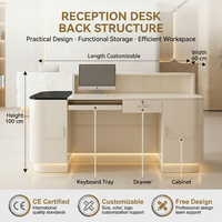 Bureau de réception moderne et minimaliste en crème avec éclairage LED linéaire intégré pour salon de beauté, clinique esthétique médicale, spa cutané