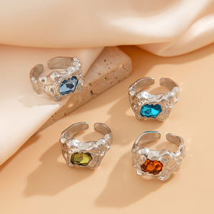 남성용 스타일리시 맞춤형 주름진 라바 메탈 원석 반지, 트렌디 힙합 니치 반지 패션 주얼리 - Product Image 3