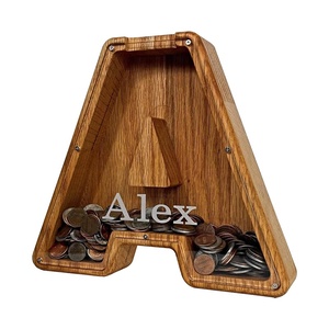 Hucha de madera maciza con letras grandes, Caja de Ahorros transparente con patrón de <span class=keywords><strong>cajero</strong></span> <span class=keywords><strong>automático</strong></span>, <span class=keywords><strong>Banco</strong></span> de monedas de dibujos animados inspirado en celebridades de Internet - Product Image 5