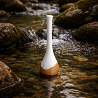 Vas Porselen Putih Gaya Cina Baru dengan Pegangan Bambu Keranjang Bambu Anyaman Tangan Buatan Tangan Terinspirasi Zen Dekorasi Meja untuk Teh