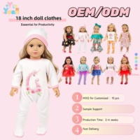 Vêtements de poupée OEM personnalisés de 18 pouces, combinaison à manches longues pour le printemps, imprimé floral licorne, combinaison-pyjama avec chapeau