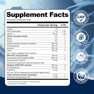 Complément alimentaire quotidien ultime pour adultes en poudre : Trans-Résvératrol, Quercétine, NAD+, Dihydroberbérine pour le bien-être, personnalisation de la marque - Product Image 4