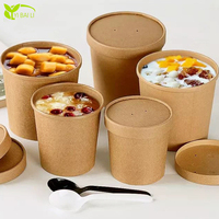 Gobelets à soupe personnalisés en papier, bols jetables en kraft pour soupe, contenants de 8, 12, 16, 26, 32 oz avec couvercles en papier et en PP, vente en gros