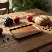 Klassieke multifunctionele dienblad van massief hout, rechthoekig, voor fruit, kaas, snacks, opbergruimte, makkelijk schoon te maken, duurzaam, duurzaam, gegraveerd