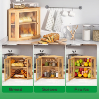 Boîte à pain d'angle pour comptoir de cuisine, conteneur de rangement en bambou pour pain fait maison, boîte à pain à deux niveaux, fixation sous armoire
