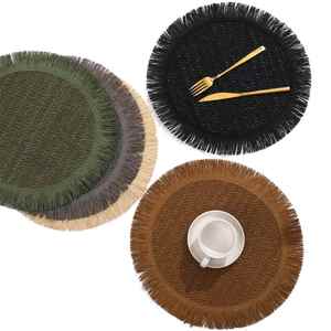 Nouveau Set de Table en Papier 38cm, Style Bohème, Tressé à Pompons, Isolant Thermique, Haut de Gamme, Simple, pour Restaurant Occidental - Product Image 1