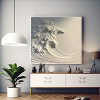 Personnalisation de l'art mural d'hôtel, peinture sur toile à texture 3D blanche, vague océanique, art mural