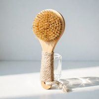 Natürliche, umweltfreundliche, runde Holz-Duschbürste mit individuellem Logo, Wildschweinborsten, Cellulite-Peeling-Bürste für Damen, Badezubehör
