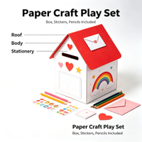 Kit de Bricolage Personnalisé pour Boîte aux Lettres en Carton à Colorier avec Autocollants Décoratifs et Maison en Papier Incluse