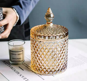 Bocal à bougies en cristal de verre pour le stockage des aliments, récipient/navire de bijouterie de cadeau de mariage de fête - Product Image 6