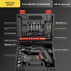 Caja <span class=keywords><strong>de</strong></span> Herramientas con Destornillador Eléctrico, Juego <span class=keywords><strong>de</strong></span> 48 Piezas, <span class=keywords><strong>Batería</strong></span> <span class=keywords><strong>de</strong></span> Litio Recargable <span class=keywords><strong>de</strong></span> 3.7-4.2V, Destornillador Automático Doméstico - Product Image 1