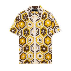 Camiseta de <span class=keywords><strong>Hombre</strong></span> de Estilo Étnico Informal, Tejida a Mano, de Verano, de Manga Corta, Transpirable, Calada, Cárdigan de Punto para <span class=keywords><strong>Hombre</strong></span> - Product Image 2