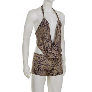 Viviblook Z316ST03 Conjunto de Dos Piezas con Estampado de Leopardo para Mujer, Top Corto con Tirantes y Escote en V Profundo, Shorts, Conjunto Sexy - Product Image 2