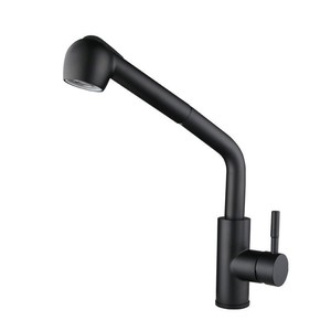 Robinet de cuisine extractible en acier inoxydable 304 noir, mitigeur d'évier monocommande eau chaude et froide - Product Image 5