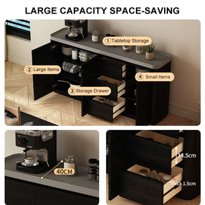 <strong>Black</strong> Industrial Living Room Furniture Dining Room Vintage Wood Sideboards with Drawers Buffet <strong>Cabinet</strong> - Product Image 4