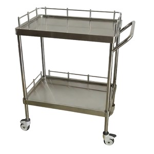 Chariot médical en acier inoxydable Red Star 652x420x830mm, chariot de traitement à 2 niveaux pour clinique, cabinet dentaire, salon de beauté, rangement - Product Image 2