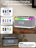 Enceinte portable S300 RGB LED sans fil Bluetooth, boîte de son de bureau 15W, chargeur de téléphone sans fil, horloge, alarme, écran d'affichage