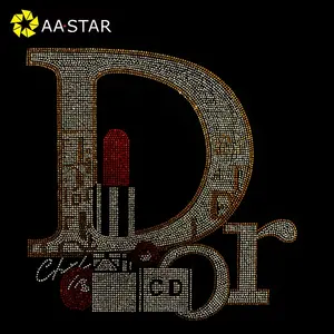 Fashion luxury logo designer rhinestone heat transfers for clothing