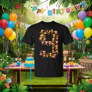 Camiseta con temática de mono para niños, diseño de animales divertidos para cumpleaños número 9, para niños de 9 años, manga corta, cuello redondo, impresión digital unisex - Product Image 2