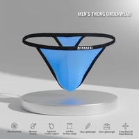Vente en gros MENSSEXI Sexy Ultra Respirant Anti-humidité String Homme Taille Basse Sous-vêtements Gay Nylon T-back G-strings Poche 3D