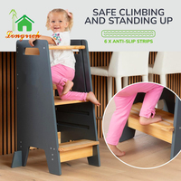 Tabouret de cuisine pliable Helper 3 hauteurs réglables Tour complète pour tout-petits avec pieds de support de porte coulissante pour application de chambre à coucher