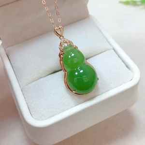 SGARIT Natural Hetian Jade Pendant 18K Gold Diamond Embellished Luxury Engagement Wedding Necklace for Women <b>Gift</b> - Product Image 1
