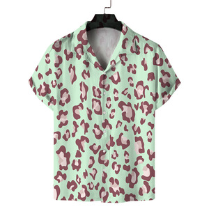 Chemise hawaïenne pour homme à manches courtes, imprimé palmiers, tissu popeline respirant, col rabattu, idéale pour les vacances d'été - Product Image 5