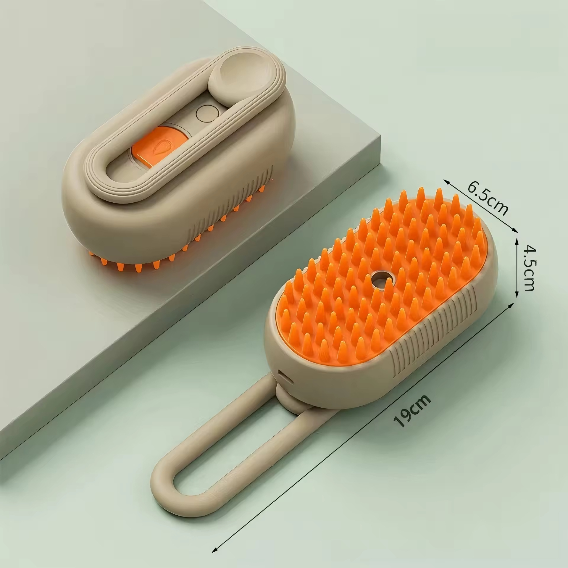 2 Pieces Khaki Pet Electric Spray Massage Comb for Dogs and Cats 3-in-1 Steam Grooming Brush for De-shedding and Waterless Cleaning Solution for Local Pet Owners