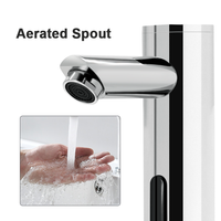 Grifo de lavabo automático sin contacto con sensor inteligente de latón de un solo orificio para montaje en encimera, grifo de agua para lavabo de baño