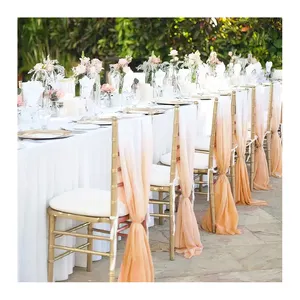 Wholesale gradient fabric for chair sash high quality customize wedding chair sashes chiffon