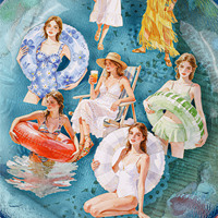 10 autocollants par paquet, série Hello Summer, matériaux de décoration DIY sur le thème de l'été, avec des personnes qui font la baignade