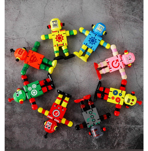 Cartoon Robot Wooden Building Blocks Early Education Intelligence Promotional Toys for Children's Birthday