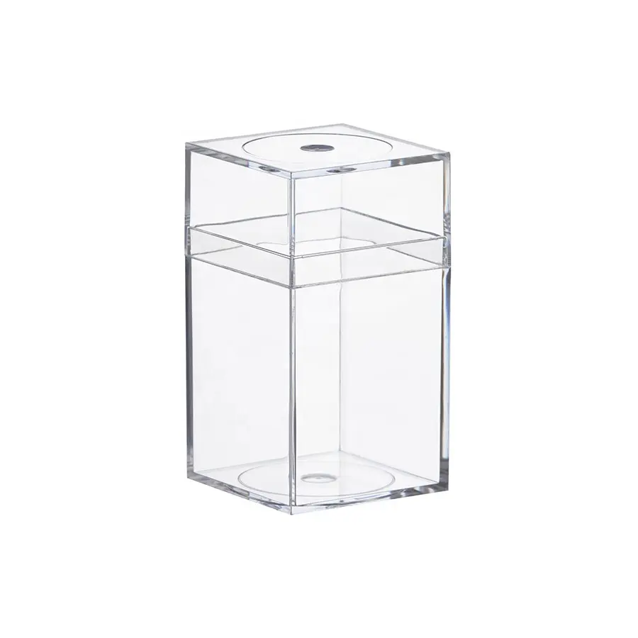 Kotak Penyimpanan Transparan Wadah Plastik Kecil Bening Dipoles Tinggi 1.25X1.25X3 Inci dengan Tutup