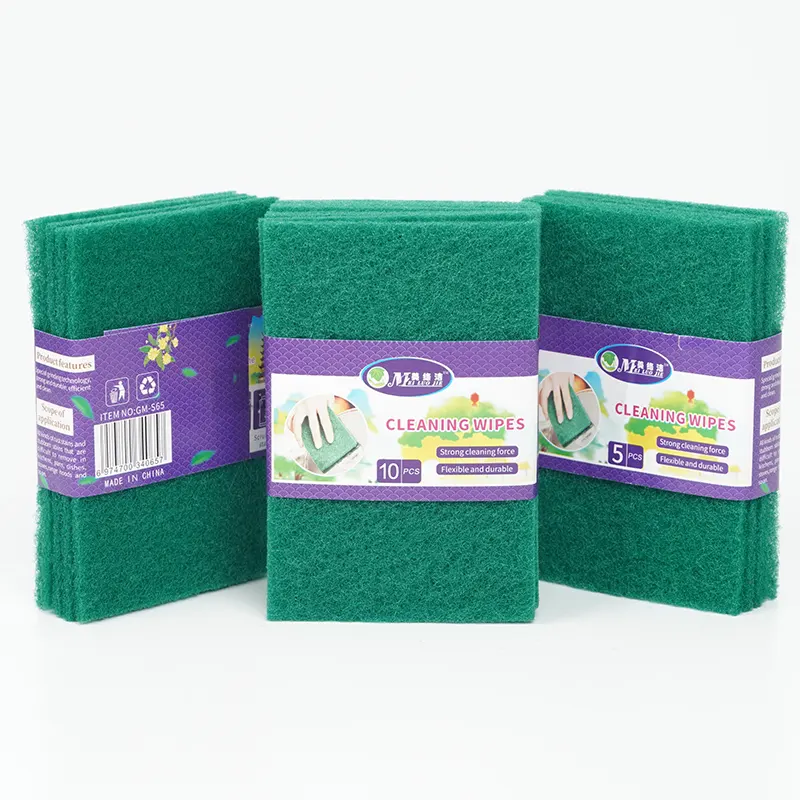 Tampon de nettoyage abrasif vert pour la cuisine en acrylique, éponge de nettoyage durable pour laver la vaisselle