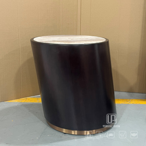 Updecors Unique Shaped Cylinder Coffee <b>Table</b> Italian Marble Top <b>Side</b> <b>Table</b> Deluxe Living Room <b>Round</b> <b>Side</b> <b>Table</b> Shaped Cylinder C - Product Image 2