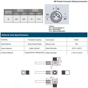 Cable de datos y alimentación HangTon M8 de 3 pines, hembra, ángulo recto, para sensor, actuador, control de automatización, I/O - Product Image 5