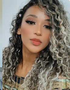 Perruque brésilienne <span class=keywords><strong>Jennifer</strong></span>, frontale, brun clair, densité 130 %, sans colle, longue, bouclée, ondulée, style afro, tresses cornrow, torsades, box braids - Product Image 3