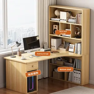 Escritorio <span class=keywords><strong>de</strong></span> Computadora para el Hogar, Escritorio Esquinero con Estantería, Cajonera, Combinación Simple para Dormitorio, Escritorio <span class=keywords><strong>de</strong></span> Estudio para Estudiantes, Madera - Product Image 4