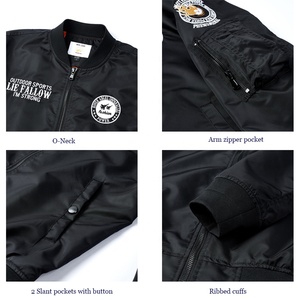 2022 Spring Men's Plus Size Zipper Tiger Embroidery <strong>NASA</strong> Patches Waterproof Breathable <strong>Bomber</strong> Windbreaker <strong>Jacket</strong> OEM - Product Image 4