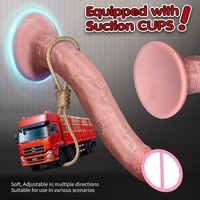 Dildo realista de 35 cm con forma de serpiente, de silicona de una sola capa, pene grande suave, juguete sexual anal con ventosa para orgasmos del punto G en mujeres.