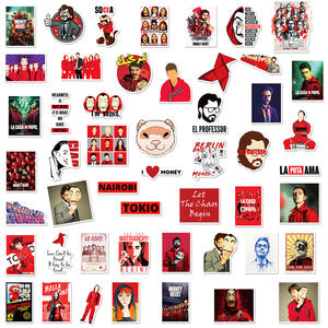 ZY1572C 50 autocollants étanches La Honte <span class=keywords><strong>de</strong></span> l'argent (Money Heist) pour décorer cahiers, skateboards, vélos, bagages, guitares pour adolescents et enfants - Product Image 2