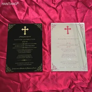 Personalised 5x7inch Printing Letters Multi Color Acrylic Christening&Baptism Invitation Cards