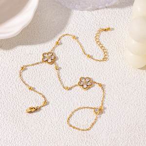 Brazalete <span class=keywords><strong>de</strong></span> Lujo con Flores <span class=keywords><strong>de</strong></span> Circonio, Anillo <span class=keywords><strong>de</strong></span> Dedo <span class=keywords><strong>de</strong></span> Acero Inoxidable Chapado en <span class=keywords><strong>Oro</strong></span> <span class=keywords><strong>de</strong></span> <span class=keywords><strong>18K</strong></span> para Mujer, Joyería Boho, Regalo - Product Image 3