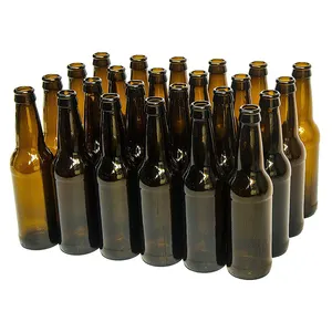 크라운 캡이있는 맥주를위한 인기있는 330ml 앰버 와인 알코올 주스 음료 유리 병