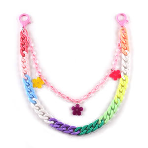 Cadena de cintura de resina con flores de colores dulces para mujer, estilo urbano, cadena para pantalones de hip hop, colgante, cadena corporal de moda para uso diario. - Product Image 5