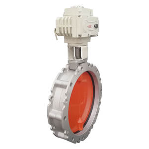 Qimaike Electric Double Flange DN100-600 Aluminum Alloy Butterfly Valve V2FS Model for Oil <b>Powder</b> Cement Ventilation - Product Image 2