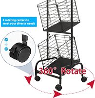 Chariot de rangement rotatif pour fruits et légumes à 3 niveaux avec roulettes, en métal, panier amovible, pour la cuisine à domicile