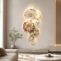 Horloge murale Lotus, décoration botanique verticale moderne avec options d'éclairage pour salon, hôtel, bureau, intérieur