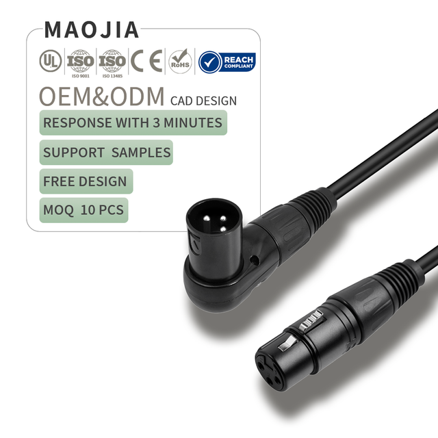 24AWG Dual Shielded Nickel-Plated XLR Balanced Audio Cable 90-Degree Right Angle Connector Professional Grade Microphone Cable